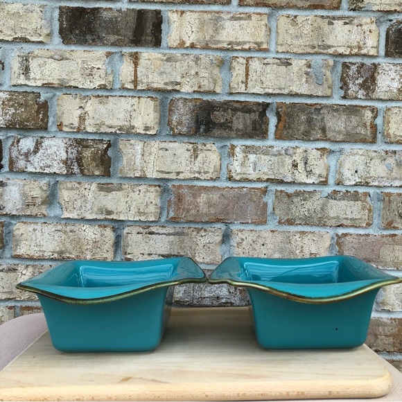 Southern Living at Home 2 Glass TUSCAN Everyday Baker 10" Turquoise Brown Bowl - Picture 6 of 14